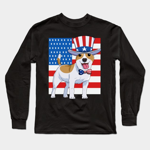 Jack Russell Terrier 4th Of July Long Sleeve T-Shirt by Noseking